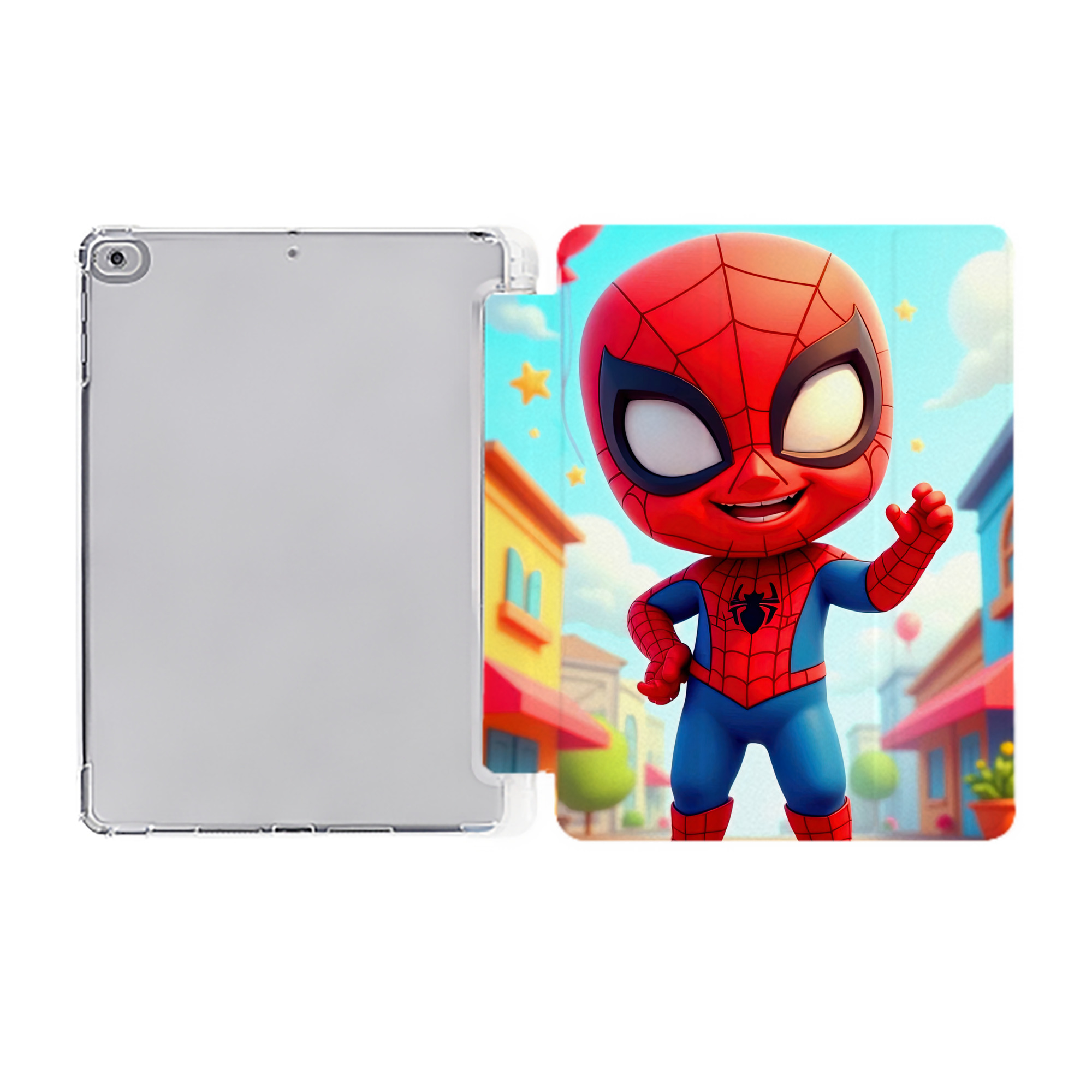 （画像用） Spider Man スパイダーマン IPad ケース ペン収納付き 三つ折りスタンド PUレザー×シリコン 対応機種9.5/10.5/10.9インチ